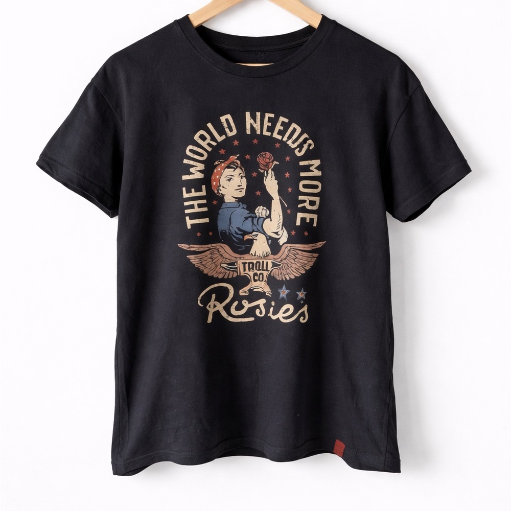 Troll Co The World Needs More Rosies Black Graphic Tee Large